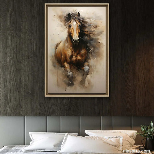 Brown Horse Running Vintage - Niaz Arts