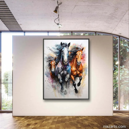 Horse Running Colorful Premium - Niaz Arts