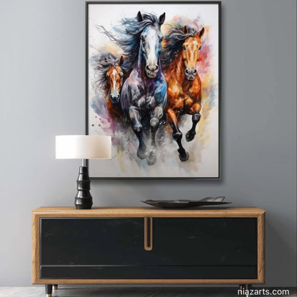 Horse Running Colorful Premium - Niaz Arts
