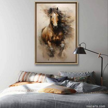Brown Horse Running Vintage - Niaz Arts