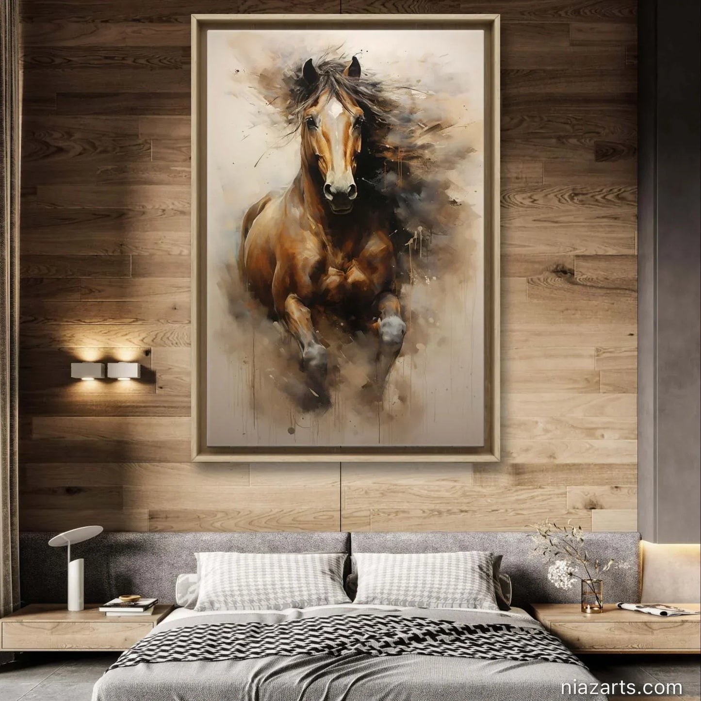 Brown Horse Running Vintage - Niaz Arts
