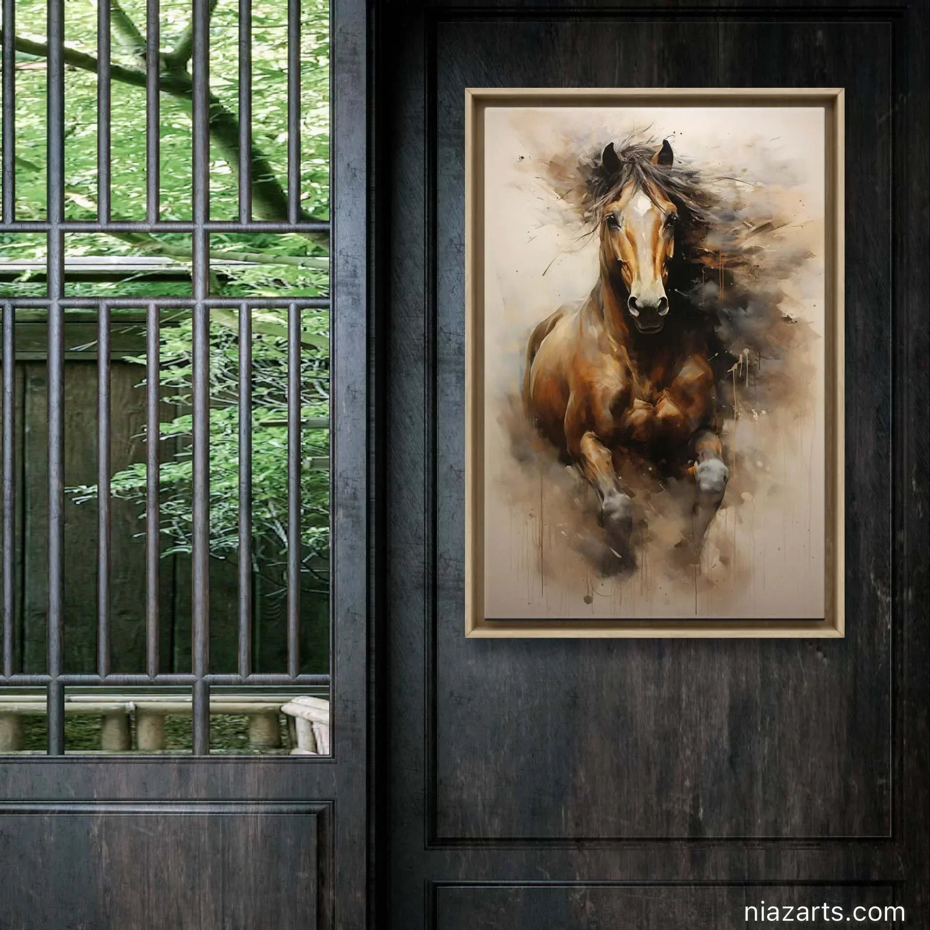 Brown Horse Running Vintage - Niaz Arts