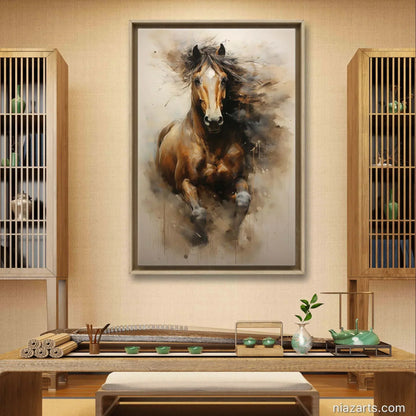 Brown Horse Running Vintage - Niaz Arts