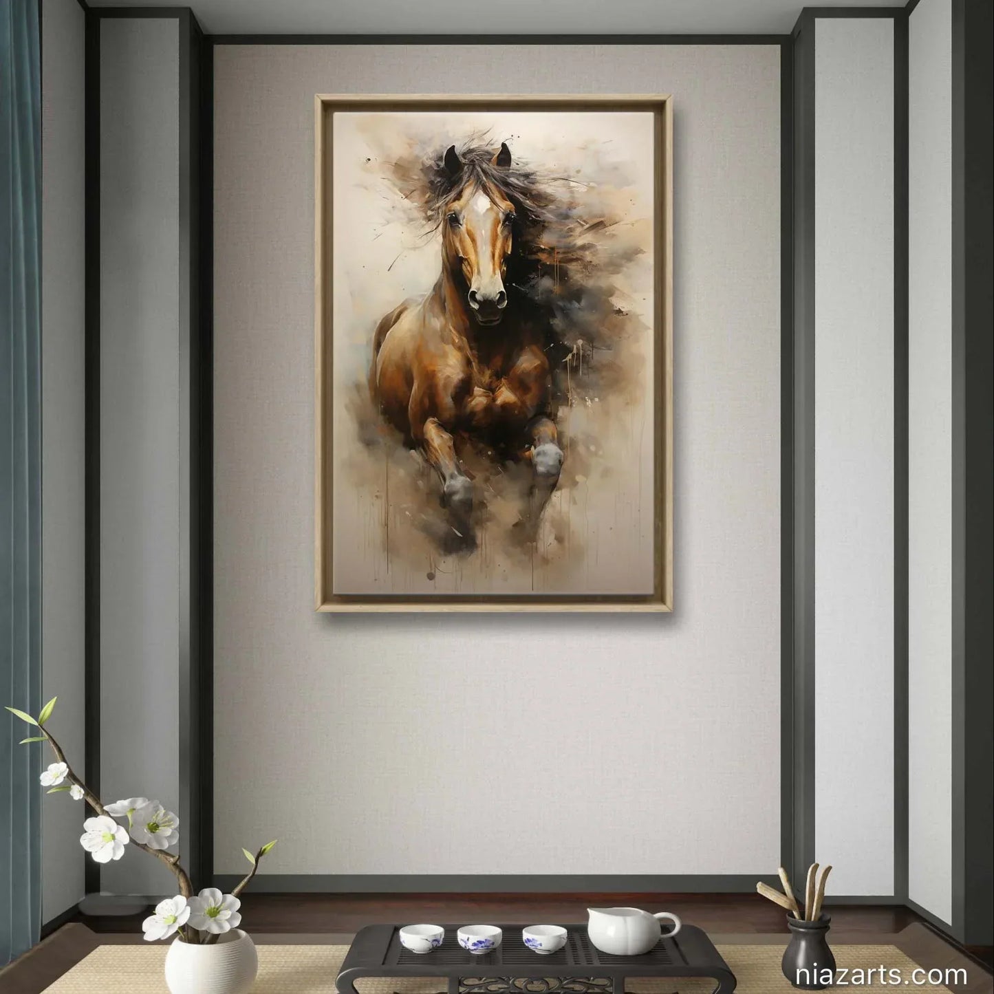 Brown Horse Running Vintage - Niaz Arts