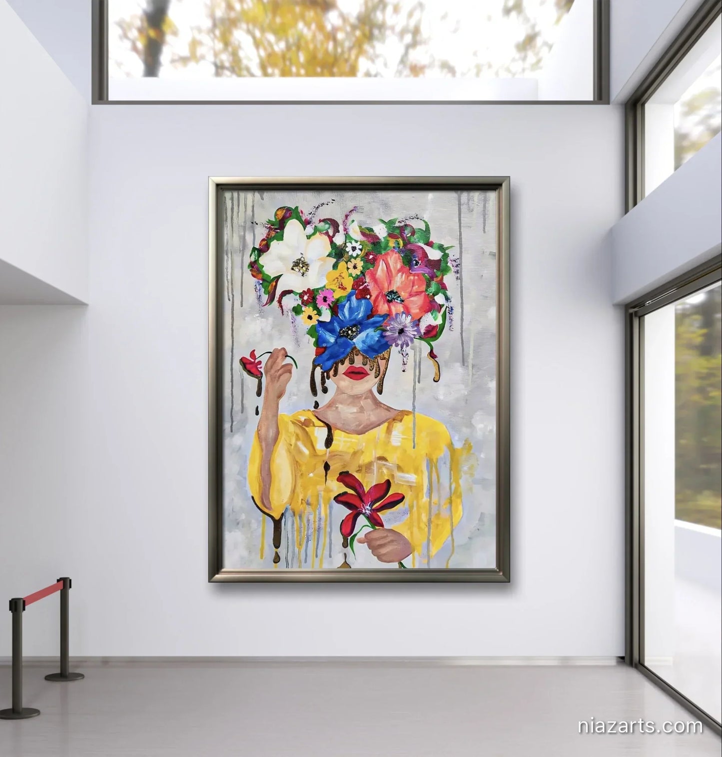 Abstract Golden Stream Blossom Girl - Niaz Arts