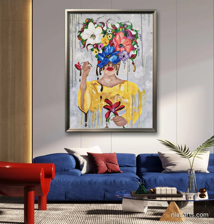 Abstract Golden Stream Blossom Girl - Niaz Arts